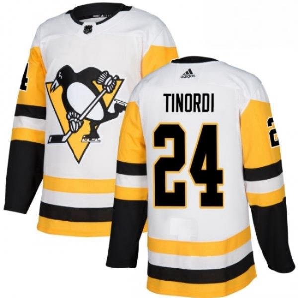 Mens Adidas Pittsburgh Penguins 24 Jarred Tinordi Authentic White Away NHL Jersey