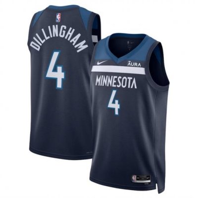 Men Minnesota Timberwolves 4 Rob Dillingham 2024 Draft Icon Edition Navy 75th Anniversary Swingman Stitched Jersey