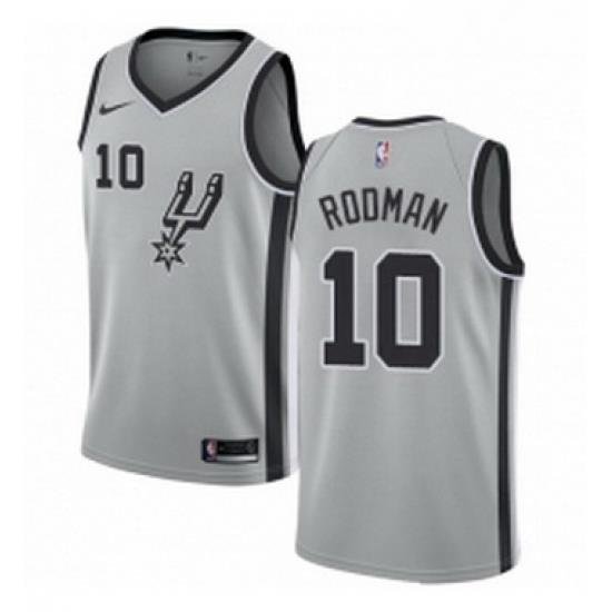 Womens Nike San Antonio Spurs 10 Dennis Rodman Authentic Silver Alternate NBA Jersey Statement Edition