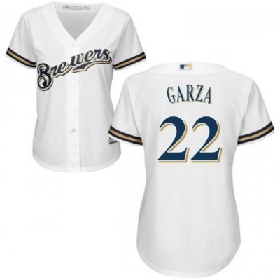 Womens Majestic Milwaukee Brewers 22 Matt Garza Authentic White Home Cool Base MLB Jersey