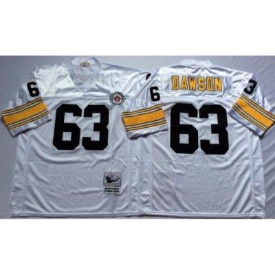 Men Pittsburgh Steelers 63 Dermontti Dawson White M&N Throwback Jersey