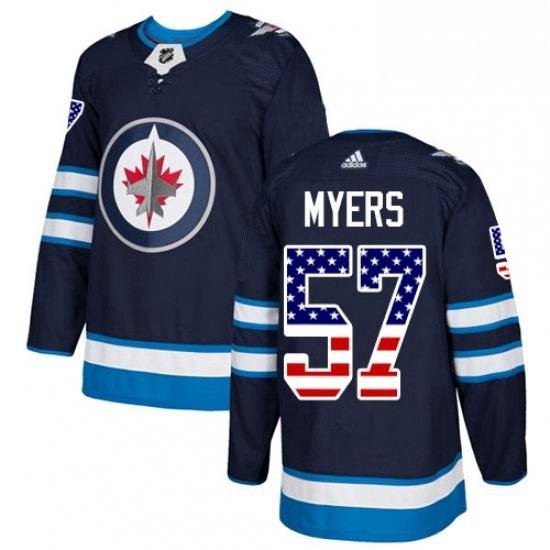 Mens Adidas Winnipeg Jets 57 Tyler Myers Authentic Navy Blue USA Flag Fashion NHL Jersey