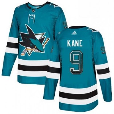 Mens Adidas San Jose Sharks 9 Evander Kane Authentic Teal Drift Fashion NHL Jersey