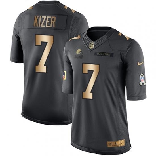 Nike Browns #7 DeShone Kizer Black Youth Stitched NFL Limited Gold Salute to Service Jersey