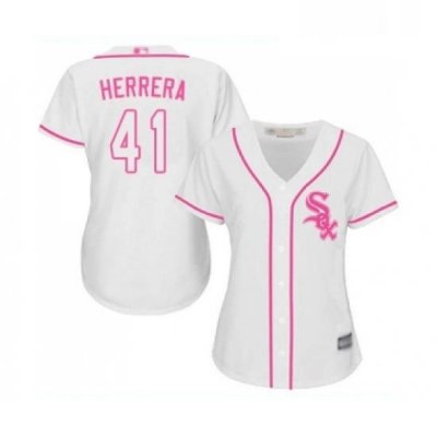 Womens Chicago White Sox 41 Kelvin Herrera Replica White Fashion Cool Base Baseball Jersey