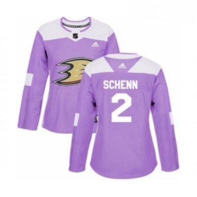 Womens Adidas Anaheim Ducks 2 Luke Schenn Authentic Purple Fights Cancer Practice NHL Jersey