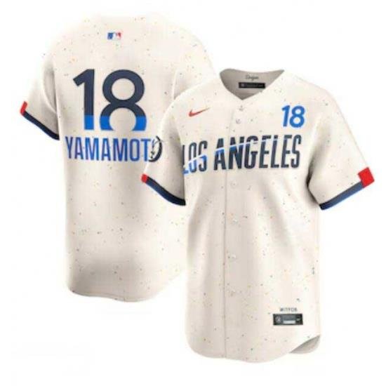 Men's Los Angeles Dodgers Yoshinobu Yamamoto Nike Cream 2024 City Connect Limited Player Jersey