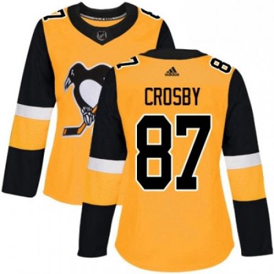 Womens Adidas Pittsburgh Penguins 87 Sidney Crosby Authentic Gold Alternate NHL Jersey