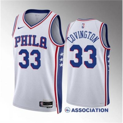 Men Philadelphia 76ers 33 Robert Covington White Association Edition Stitched Jersey