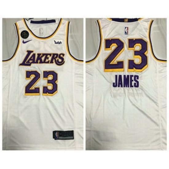 Men Los Angeles Lakers 23 LeBron James White With KB Patch NEW 2021 Nike Wish AU Stitched NBA Jersey