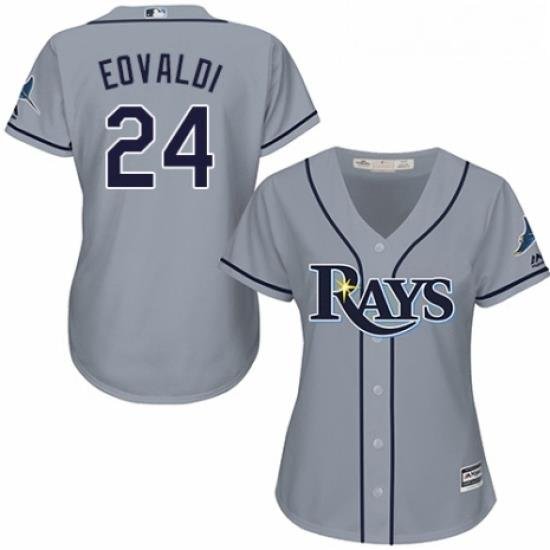 Womens Majestic Tampa Bay Rays 24 Nathan Eovaldi Replica Grey Road Cool Base MLB Jersey