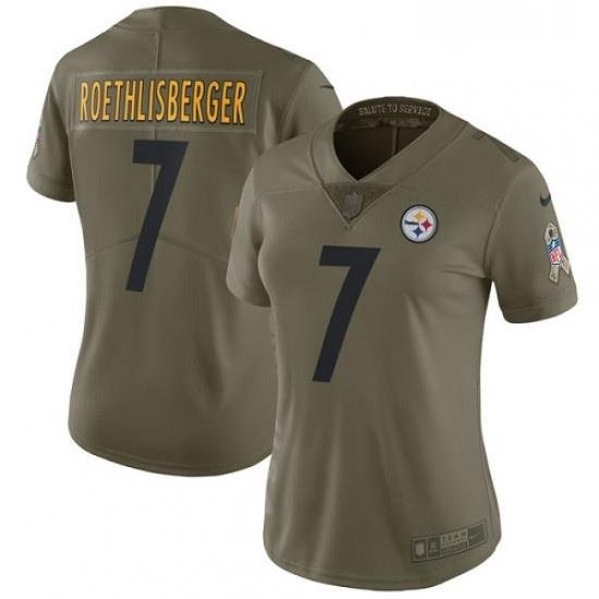 Womens Nike Pittsburgh Steelers 7 Ben Roethlisberger Limited Olive 2017 Salute to Service NFL Jersey