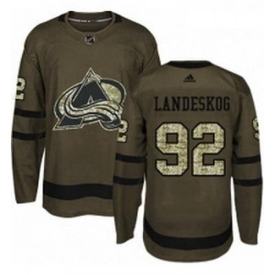 Youth Adidas Colorado Avalanche 92 Gabriel Landeskog Authentic Green Salute to Service NHL Jersey