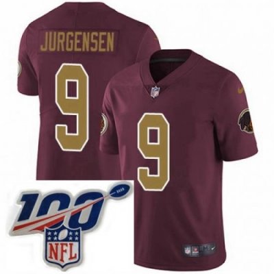 Mens Nike Washington Redskins 9 Sonny Jurgensen Burgundy RedGold Number Alternate 80TH Anniversary Vapor Untouchable Limited Stitched 100th anniversary Nec