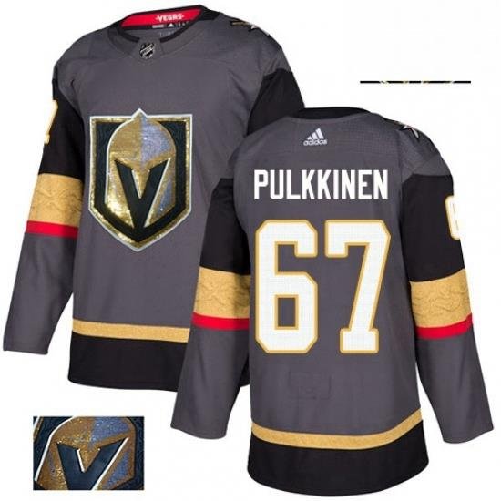 Mens Adidas Vegas Golden Knights 67 Teemu Pulkkinen Authentic Gray Fashion Gold NHL Jersey