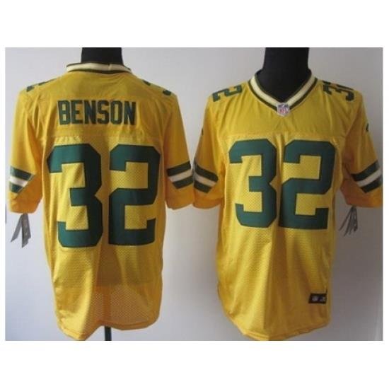 Nike Green Bay Packers 32 Cedric Benson Yellow Elite NFL Jersey