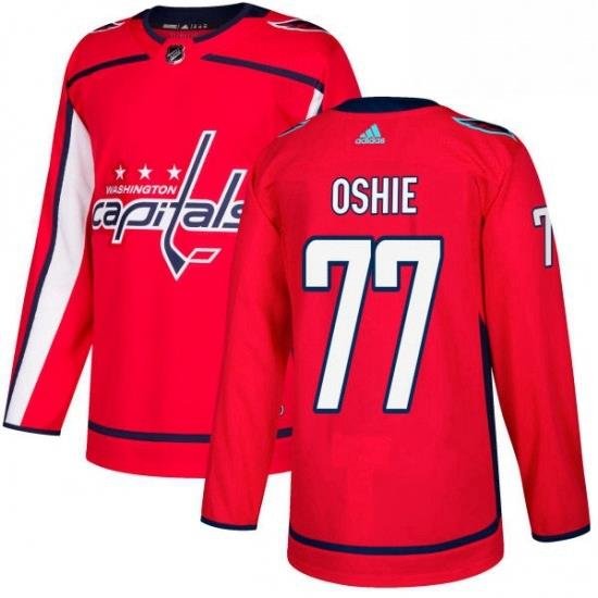 Mens Adidas Washington Capitals 77 TJ Oshie Authentic Red Home NHL Jersey