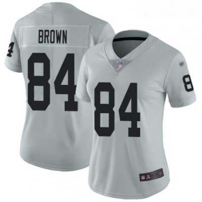 Raiders #84 Antonio Brown Silver Women Stitched Football Limited Inverted Legend Jersey