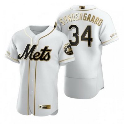 NeW York Mets 34 Noah Syndergaard White Nike Mens Authentic Golden Edition MLB Jersey