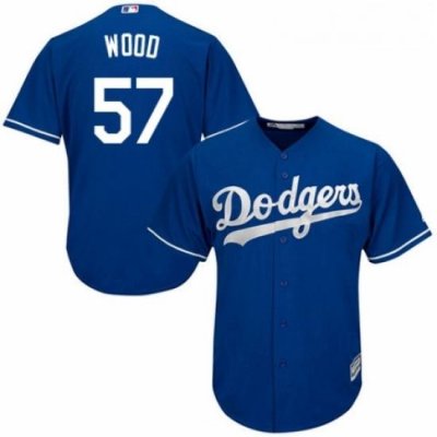 Youth Majestic Los Angeles Dodgers 57 Alex Wood Authentic Royal Blue Alternate Cool Base MLB Jersey