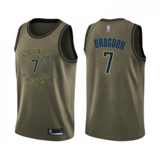 Youth Indiana Pacers 7 Malcolm Brogdon Swingman Green Salute to Service Basketball Jersey