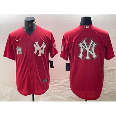 Men NeW York Yankees Big Logo Red Cool Base Stitched Baseball Jersey 15