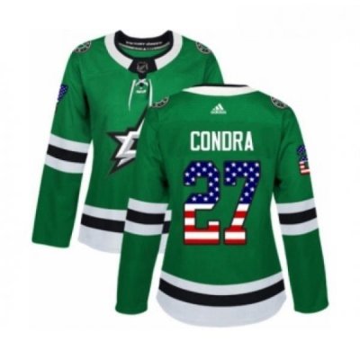 Womens Adidas Dallas Stars 27 Erik Condra Authentic Green USA Flag Fashion NHL Jersey