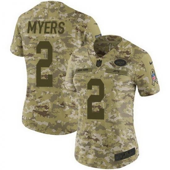 Nike Jets 2 Jason Myers Camo Womens Stitched NFL Limited 2018 Salute to Service Jersey