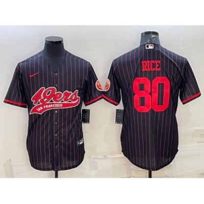 Men San Francisco 49ers 80 Jerry Rice Black With Patch Cool Base Stitched Baseball Jersey