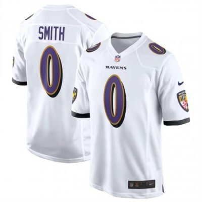 Men Baltimore Ravens 0 Roquan Smith White Game Football Jersey