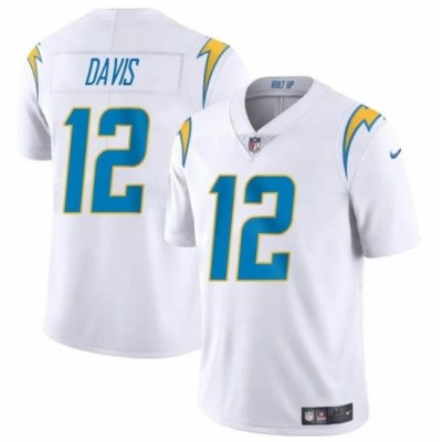 Men Los Angeles Chargers 12 Derius Davis White 2024 Vapor Limited Stitched Football Jersey