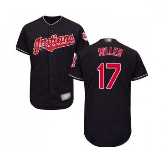 Mens Cleveland Indians 17 Brad Miller Navy Blue Alternate Flex Base Authentic Collection Baseball Jersey