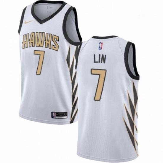 Mens Nike Atlanta Hawks 7 Jeremy Lin Swingman White NBA Jersey City Edition