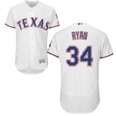 Mens Majestic Texas Rangers 34 Nolan Ryan White Home Flex Base Authentic Collection MLB Jersey