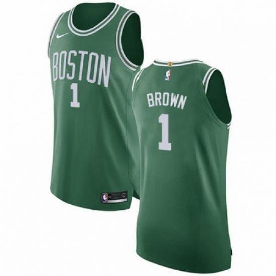 Mens Nike Boston Celtics 1 Walter Brown Authentic GreenWhite No Road NBA Jersey Icon Edition