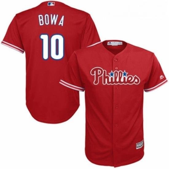 Youth Majestic Philadelphia Phillies 10 Larry Bowa Authentic Red Alternate Cool Base MLB Jersey