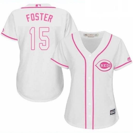 Womens Majestic Cincinnati Reds 15 George Foster Authentic White Fashion Cool Base MLB Jersey