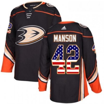 Youth Adidas Anaheim Ducks 42 Josh Manson Authentic Black USA Flag Fashion NHL Jersey