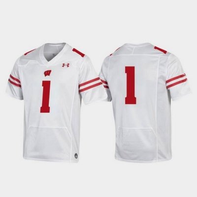 Men Wisconsin Badgers 1 White Replica College Football Jersey