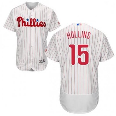 Mens Majestic Philadelphia Phillies 15 Dave Hollins White Home Flex Base Authentic Collection MLB Jersey