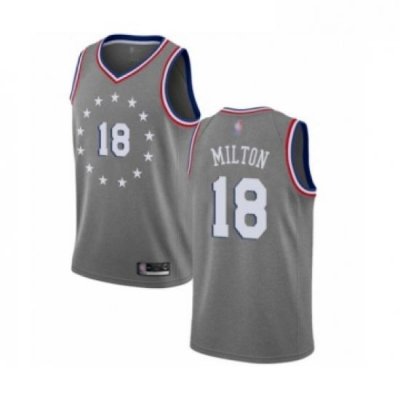 Womens Philadelphia 76ers 18 Shake Milton Swingman Gray Basketball Jersey City Edition