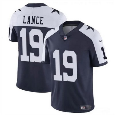 Men Dallas Cowboys 19 Trey Lance Navy White Thanksgiving Vapor Untouchable Limited Stitched Football Jersey