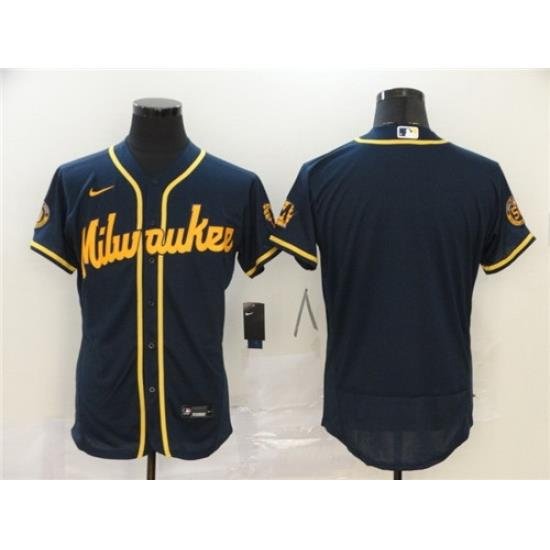 Brewers Blank Navy Nike 2020 Flexbase Jersey