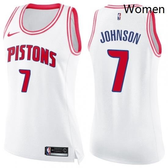 Womens Nike Detroit Pistons 7 Stanley Johnson Swingman WhitePink Fashion NBA Jersey