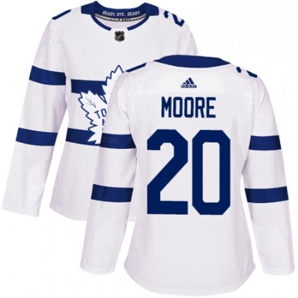 Womens Adidas Toronto Maple Leafs 20 Dominic Moore Authentic White 2018 Stadium Series NHL Jersey