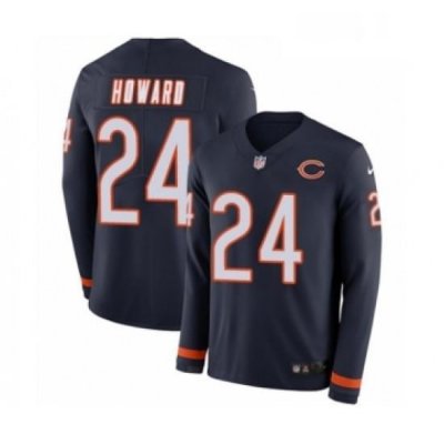 Mens Nike Chicago Bears 24 Jordan Howard Limited Navy Blue Therma Long Sleeve NFL Jersey