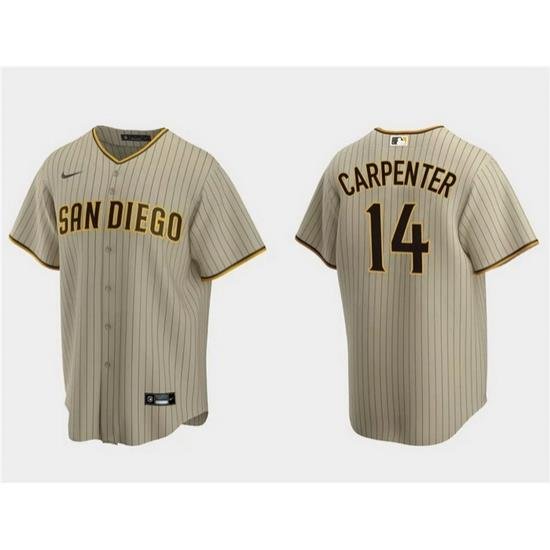 Men San Diego Padres 14 Matt Carpenter Tan Cool Base Stitched Jersey