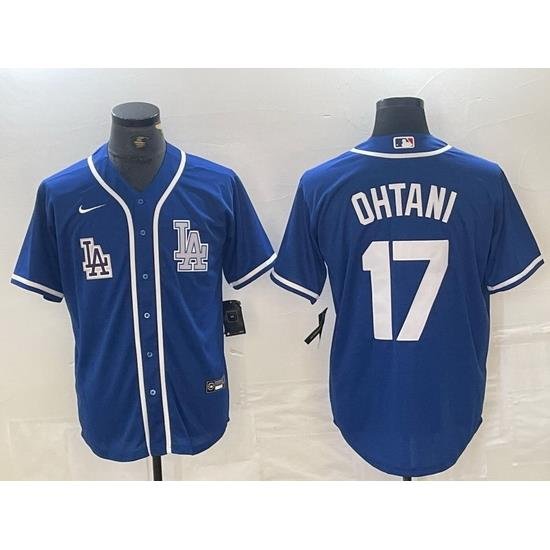 Men Los Angeles Dodgers 17 Shohei Ohtani Blue Cool Base Stitched Baseball Jersey