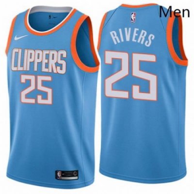 Mens Nike Los Angeles Clippers 25 Austin Rivers Swingman Blue NBA Jersey City Edition