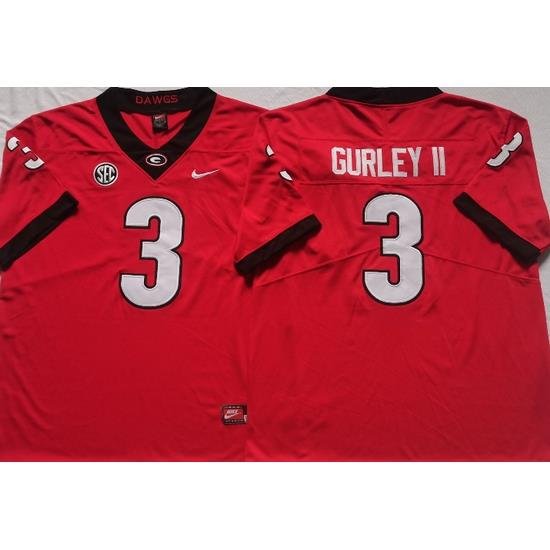 Men Georgia Bulldogs #3 Todd Gurley II College Football Jerseys-Red